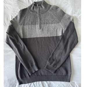 Calvin Klein Quarter Zip Sweater Mens Small Gray Black Colorblock Excellent